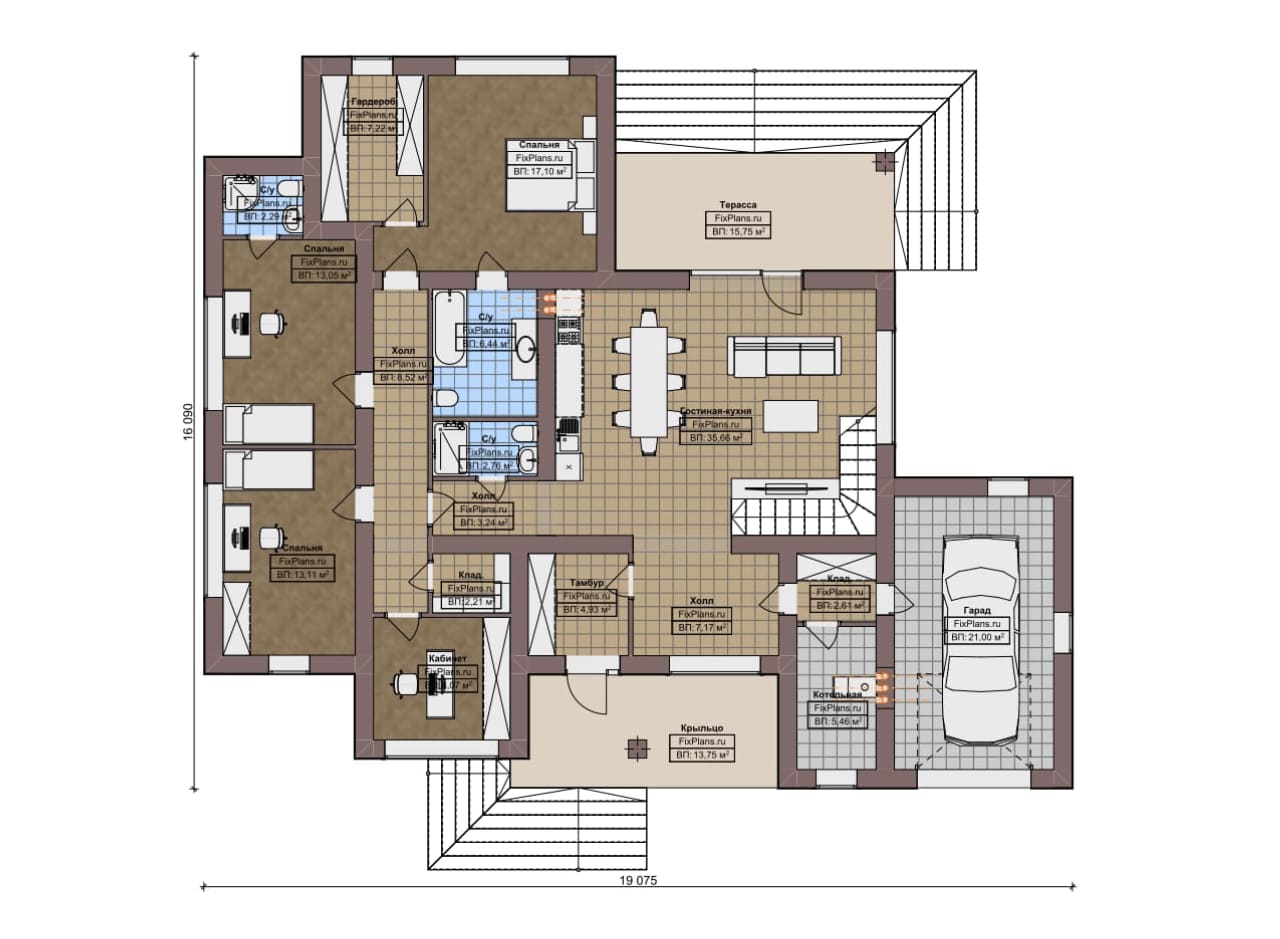 Планировка Одноэтажный дом F-8720