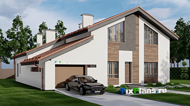 Одноэтажный дом с мансардой  F-9692