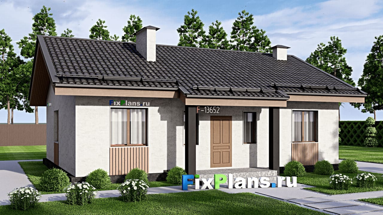 Одноэтажный дом F-13652 — фасад
