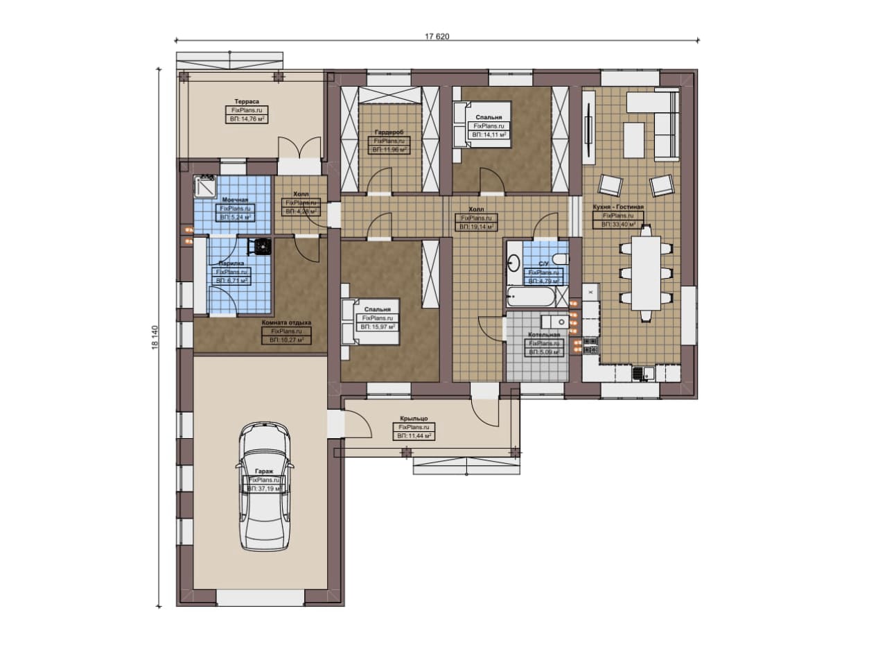 Планировка Одноэтажный дом F-19700