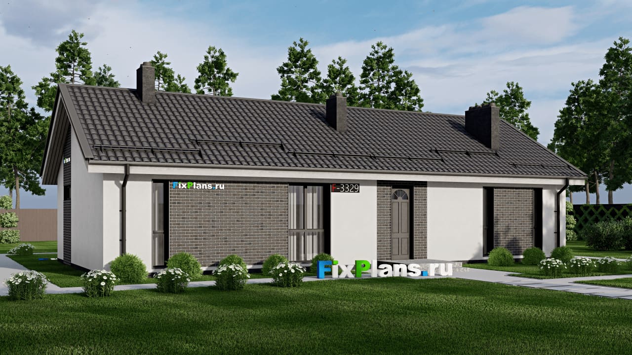 Одноэтажный дом F-3329 — фасад