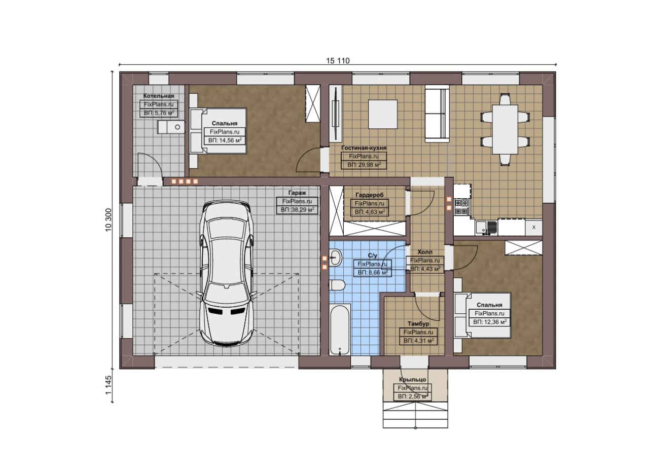 Планировка Одноэтажный дом F-3590